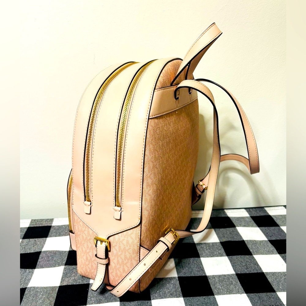 Michael Kors Womens Jaycee Logo Backpack (Dark Powder Blush) MK Signature - Picture 8 of 15
